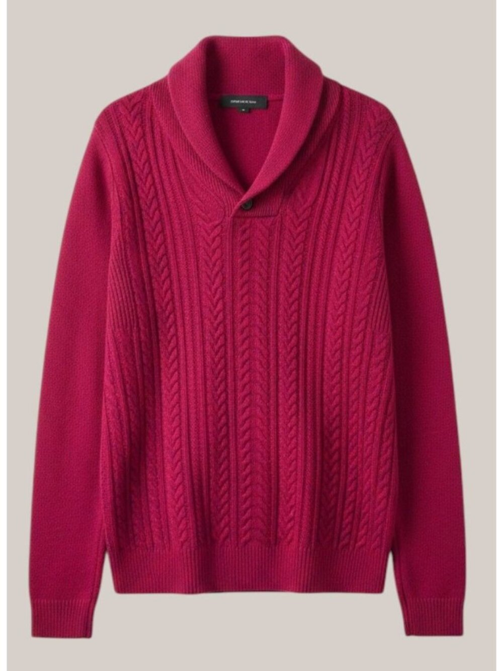 Jones New York Womens Red Cashmere Cable Knit Sweater Shawl Collar L
